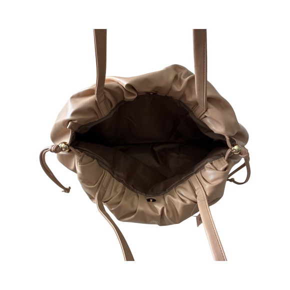 Victoria's Secret Taupe Gathered‎ Tote Bag Drawstring Shoulder Bag - Picture 5 of 7